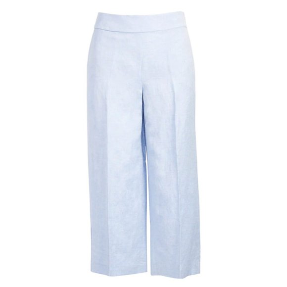 LOFT Pants - Loft Blue Linen Blend Wide Leg Crop Pants
